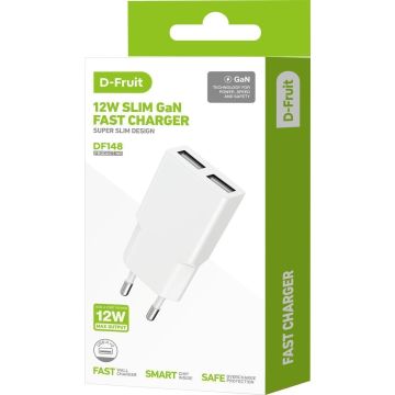 D-Fruit lādētājs 12W 2xUSB-A DF148