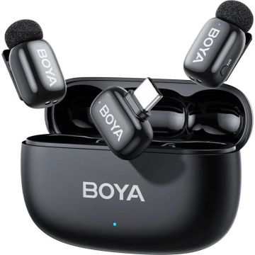 Boya bezvadu mikrofons mini 2-02 USB-C, matēts melns