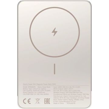 Xiaomi enerģijas banka Super Slim Magnetic 5000mAh, zelts