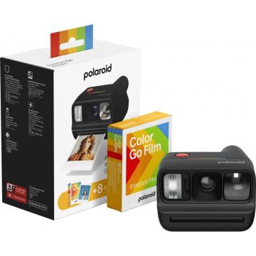 Polaroid Go Gen 3 momentfoto kamera melna + krāsainās filmas komplekts (8 kadri)