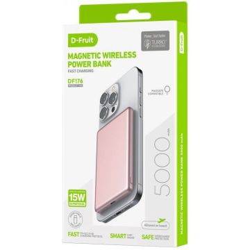 D-Fruit power bank 5000mAh Wireless DF176, pink