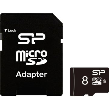Silicon Power atmiņas karte microSDHC 8GB Class 10 + adapteris