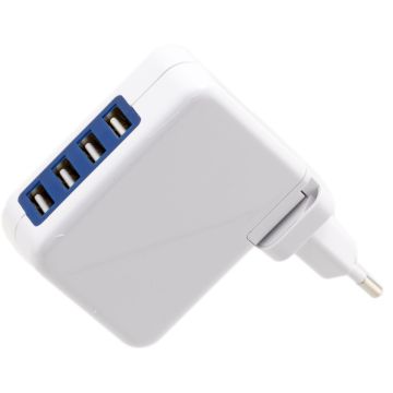 Omega USB lādētājs 4xUSB EU + kabelis, balts (42672)