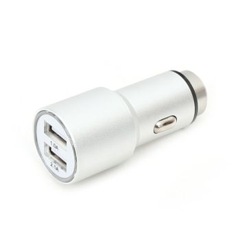 Omega automašīnas lādētājs 2xUSB 2100mA Metāls, sudrabs (43344)