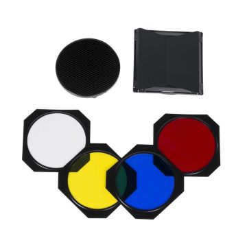 Quadralite klapes 7" reflektoram ar šūnu&krāsu filtriem