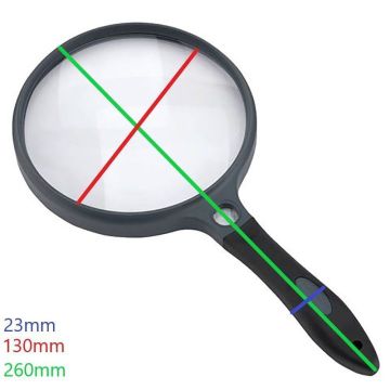 Carson Handheld Magnifier ar gumijas ķermeni 2x130mm