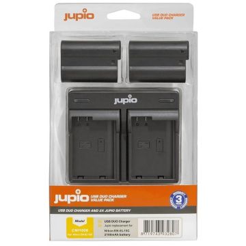 Jupio 2x EN-EL15C akumulatori ar 2100mAh ietilpību + USB dubultais lādētājs priekš Nikon