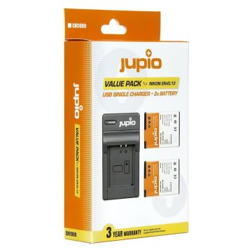 Jupio Kit: 2x Rechargable Batteries EN-EL12 + USB charger