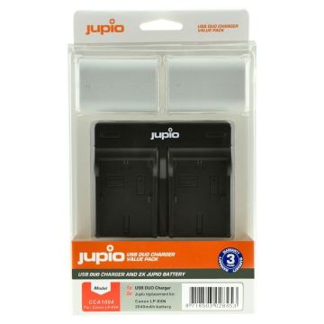 Jupio komplekts: 2x uzlādējami akumulatori LP-E6N *ULTRA* 2040mAh + USB dubultais lādētājs