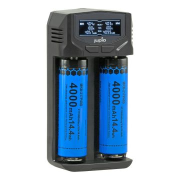 Jupio USB-C ātrais Multi lādētājs ar LCD (AA/AAA/18650/22650 u.c.)