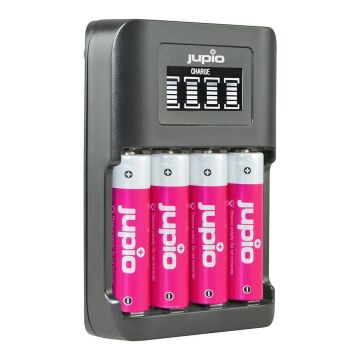 Jupio USB ultra ātrais lādētājs 4xAA/AAA akumulatoriem ar LCD displeju
