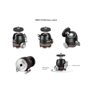 Leofoto MBH-19 mini bumbu galva ar 1/4" skrūvi