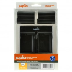 Jupio Kit: 2x EN-EL15 akumulatori ar 1700mAh ietilpību + USB Dual Charger lādētājs parezdēts Nikon