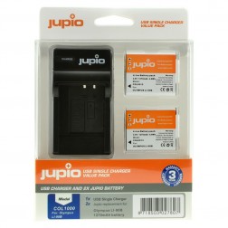 Jupio Kit: 2x Li-90B/Li-92B akumulatori ar 1270mAh ietilpību + USB lādētājs